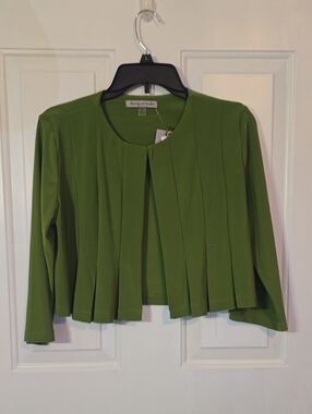 Danny And Nicole- Green Pleated Open Front Jacket(M)
